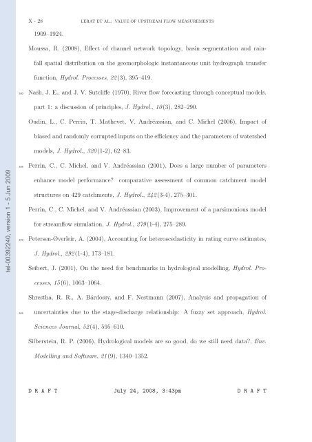 Quels apports hydrologiques pour les modÃ¨les hydrauliques? Vers ...