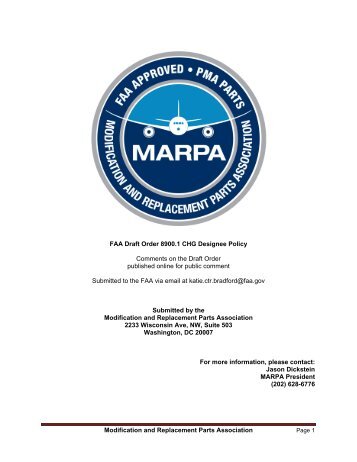 February 9, 2013 MARPA files comments on FAA Draft Order 8900.1 ...
