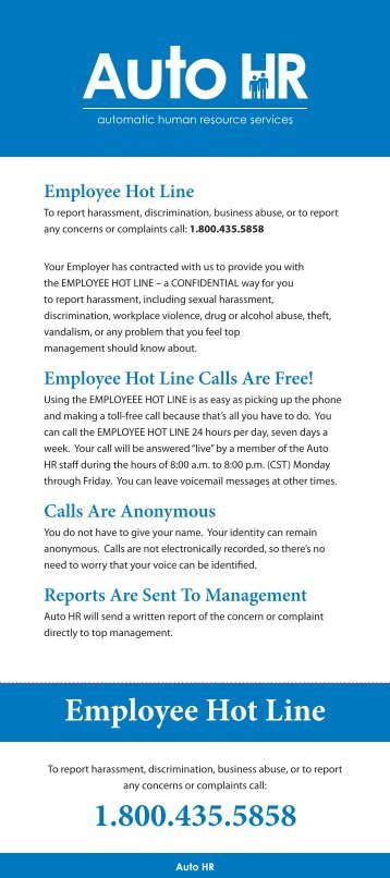 Employee Hot Line 1.800.435.5858 - autohr.com