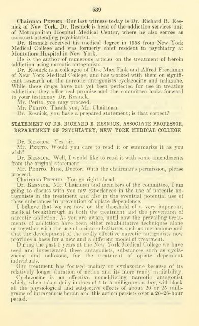 Narcotics research, rehabilitation, and treatment. Hearings, Ninety ...