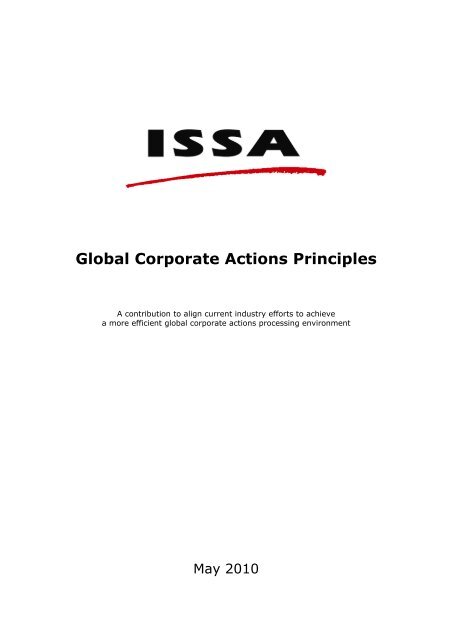 ISSA Global Corporate Actions Principles - Clearstream