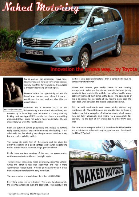 Toyota Innova 7 seat test.pdf - Naked Motoring SA