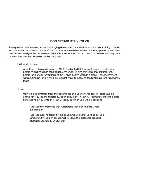 DOCUMENT-BASED QUESTION This question is based on the ...