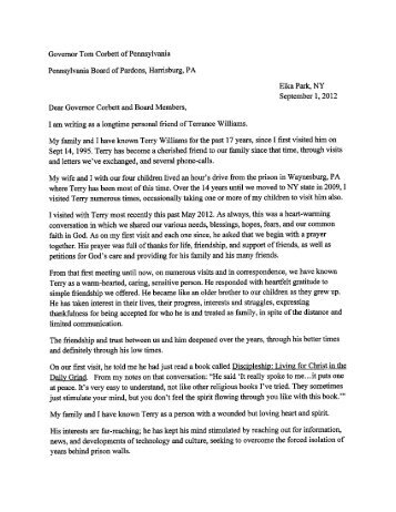 Letter from J. Tobias Mommsen - Terry Williams Clemency