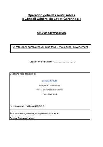 demande de gobelets cg 47 - Lot-et-Garonne