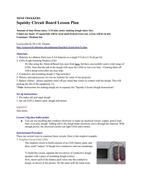 Squishy Circuit Board Lesson Plan - MTU Mind Trekkers