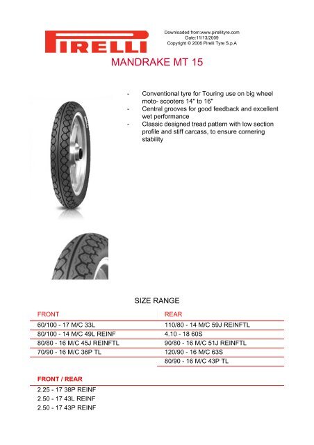 MANDRAKE MT 15 - Pirelli