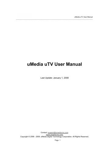 uMedia uTV User Manual - Media-Tech Polska