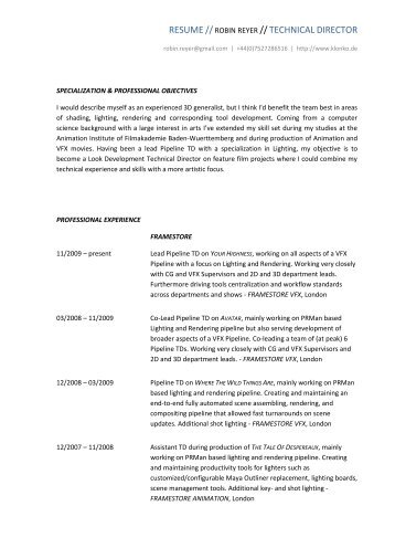 technical director resumes