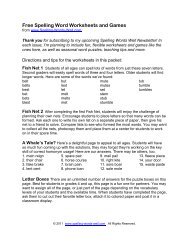 Free Spelling Word Worksheets and Games - Spelling Words Well