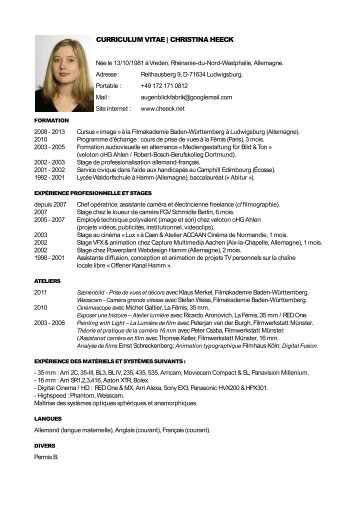 Télécharger CV & Filmographie - Christina Heeck
