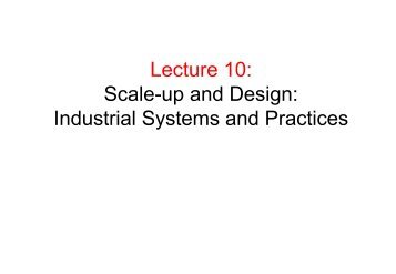Lecture 10: Scale-up and Design: Industrial Systems and Practices
