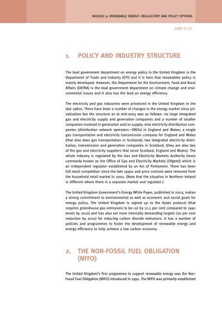 Regulatory and policy options to encourage development of ...