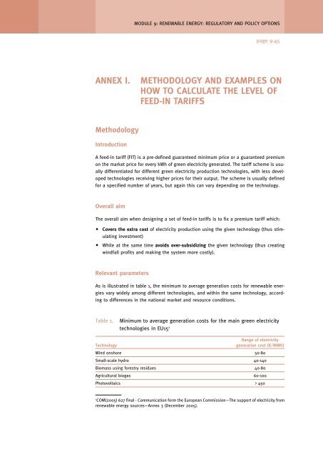 Regulatory and policy options to encourage development of ...