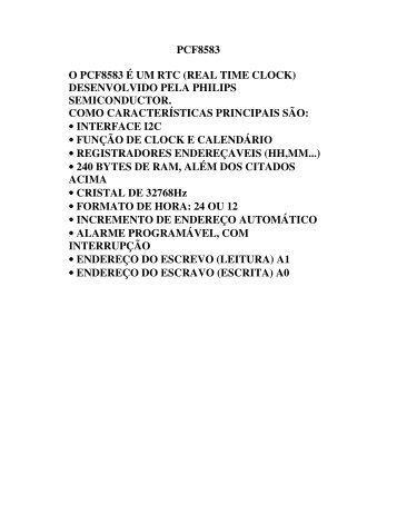 PCF8583 O PCF8583 Ã UM RTC (REAL TIME CLOCK ...