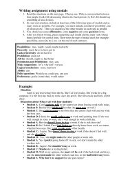 Writing assignment using modals Example: - Grammar/Writing III