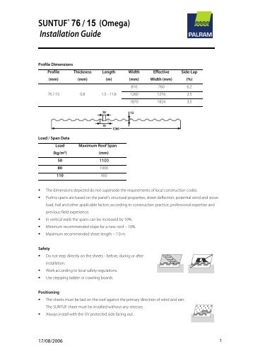 SUNTUF® 76 / 15 (Omega) Installation Guide - Palram.de