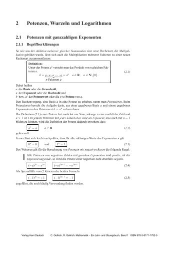 2 Potenzen, Wurzeln und Logarithmen