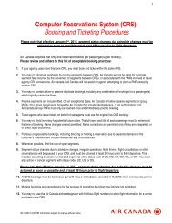 (CRS): Booking and Ticketing Procedures - Air Canada