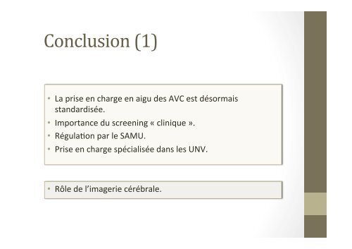 PRISE EN CHARGE AIGUE DES AVC