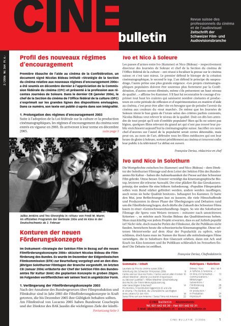 brèves/kurz - Cine-Bulletin