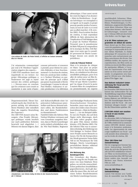 brèves/kurz - Cine-Bulletin