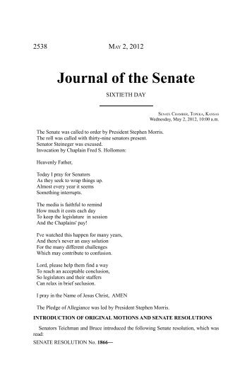 Journal of the Senate - Kansas Legislature