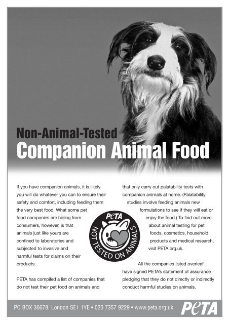 Non-Animal-Tested Companion Animal Food