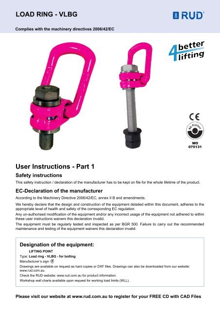 User Instructions - Part 1 LoAD RIng - VLBg - RUD