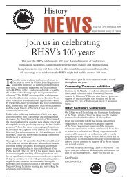Join us in celebrating RHSV's 100 years - Royal Historical Society of ...