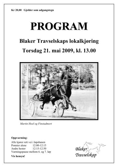 Last ned programmet her... - Det Norske Travselskap