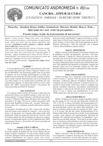 COMUNICATO ANDROMEDA n. 49/1998 - Viveremeglio.org