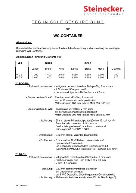 WC Container - Steinecker Containerhandel