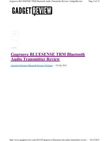 Gogroove BLUESENSE TRM Bluetooth Audio ... - Accessory Power