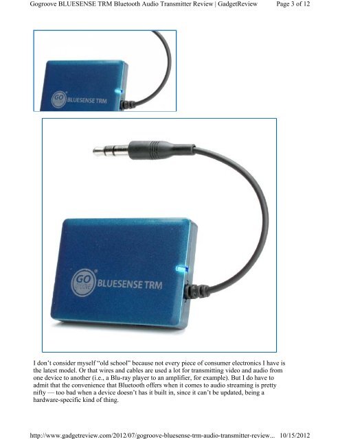 Gogroove BLUESENSE TRM Bluetooth Audio ... - Accessory Power