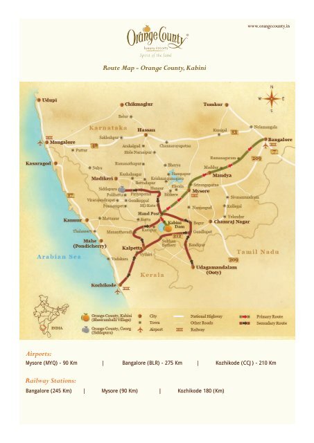 Airports: Railway Stations: Route Map - Orange County, Kabini