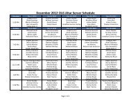 December 2012 OLG Altar Server Schedule