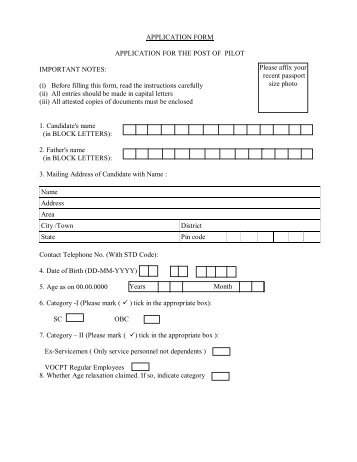 Please affix your recent passport size photo APPLICATION FORM ...