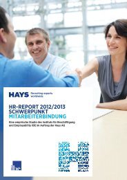 HR-RepoRt 2012/2013 ScHweRpunkt MitaRbeiteRbindung - Hays AG