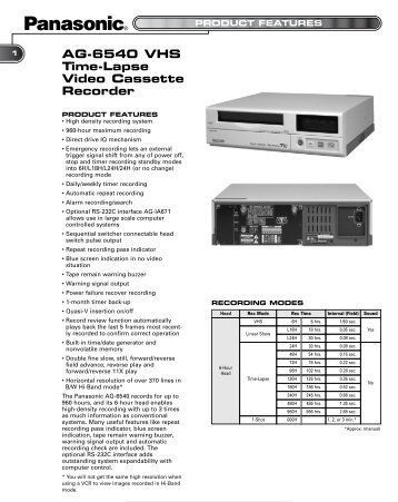 AG-6540 VHS Time-Lapse Video Cassette Recorder - bcs.tv