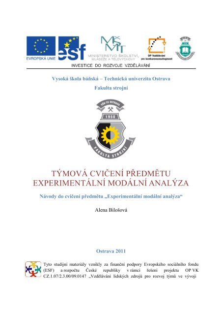 BiloÅ¡ovÃ¡ A.: ExperimentÃ¡lnÃ­ modÃ¡lnÃ­ analÃ½za - Ãvod - VysokÃ¡ Å¡kola ...