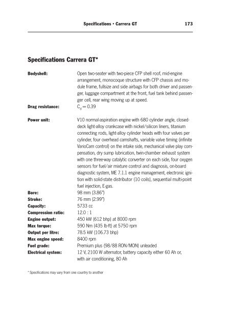 Porsche Carrera GT specifications - AUSmotive.com