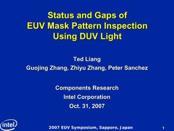 Status and Gaps of EUV Mask Pattern Inspection Using ... - Sematech