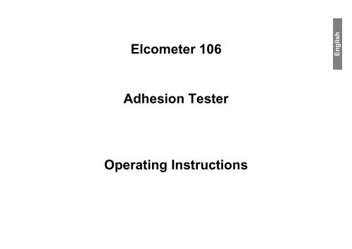 Elcometer 106 Adhesion Tester Operating Instructions - Clemtex