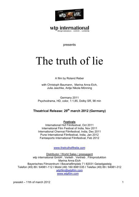 press kit 'the Truth of Lie' (pdf) - Die Wahrheit der Lüge