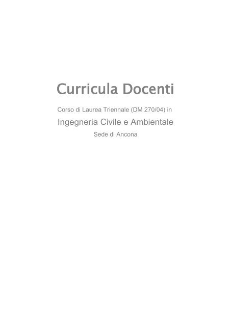 270 - Curriculum Docente - FacoltÃ  di Ingegneria - UniversitÃ  ...