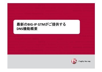 最新の BIG-IP GTMがご提供する DNS機能概要