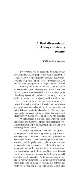 Nisko wyksztaÅceni pracownicy a zdrowie â wyzwania dla edukacji ...