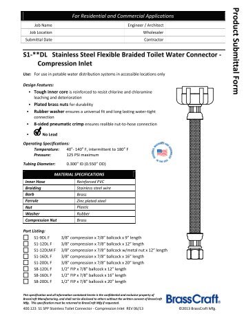 S1-DL Speedi Plumb PLUS Stainless Toilet Connector ... - Brass Craft