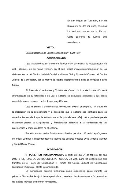 En San Miguel de Tucumán, a 14 de Diciembre de dos mil doce ...